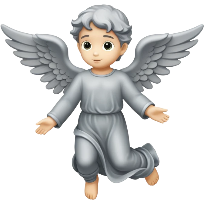 grey flying angel kid made in stone emoji