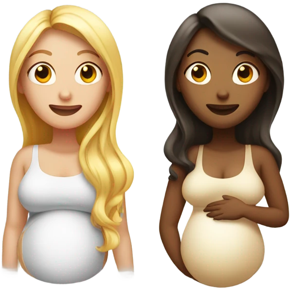2 pregnant women talking - one white and one kinda tan emoji