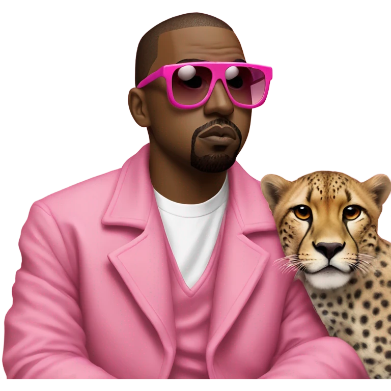 Kanye west smoking a zoot with a cheetah wearing pink glasses emoji