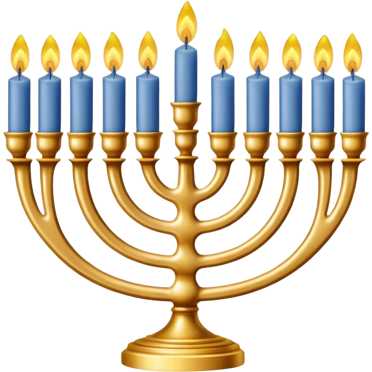 Gold Menorah with four candles on each side emoji