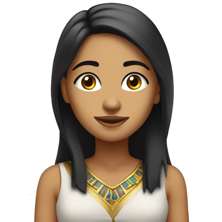 my egyptian friend maria with dark chin long hair and dark brown eyes who is a teacher and has a very friendly facial expression  emoji
