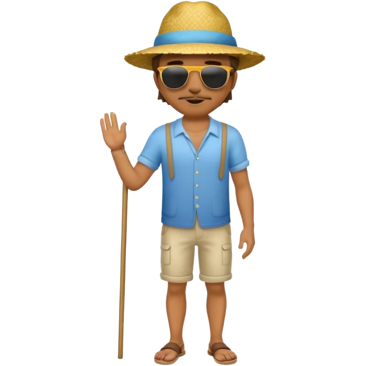 full body man with straw hat emoji