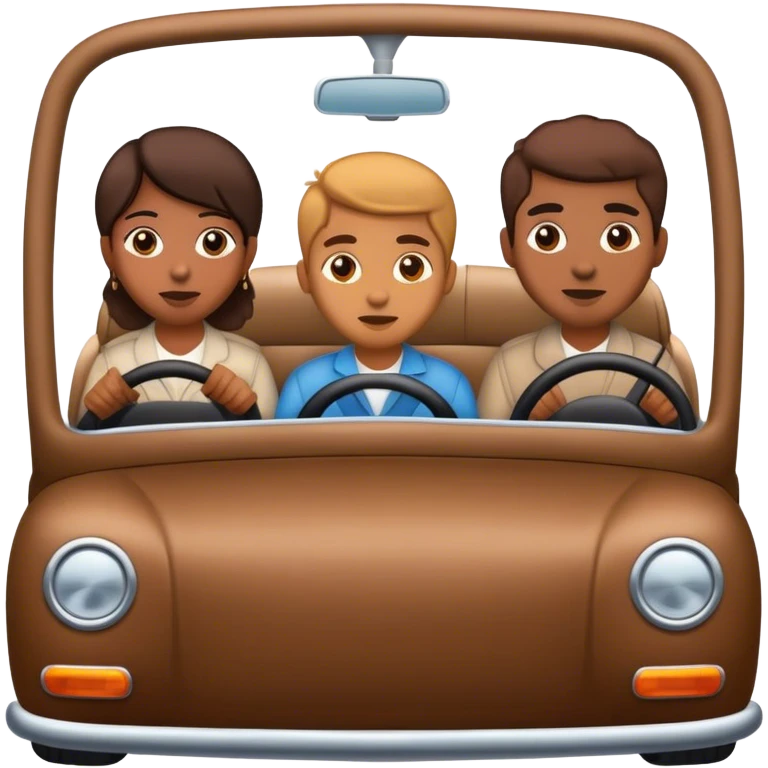 Four brown people driving in car  emoji