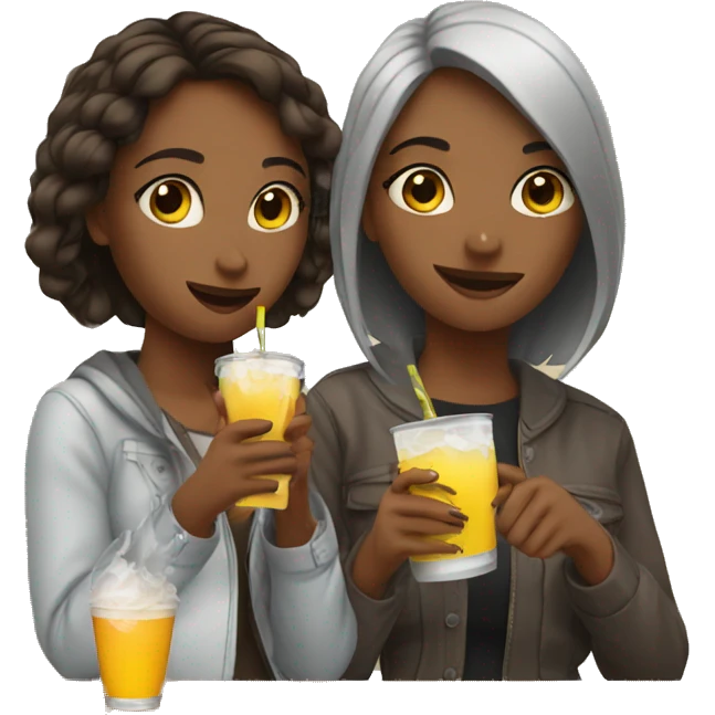 Girls taking drinks emoji