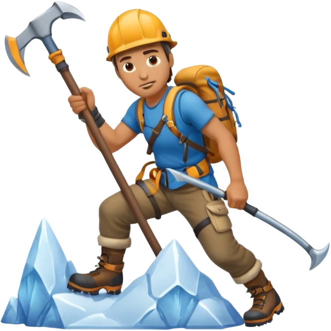 mountaineer with ice axe, climbing emoji
