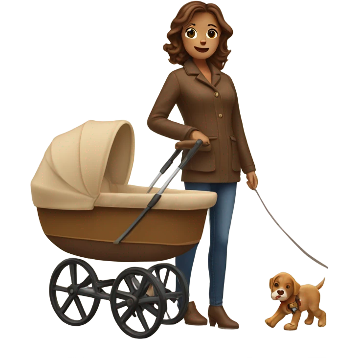 beautiful mother with brown hair. next to caramel baby carriage emoji