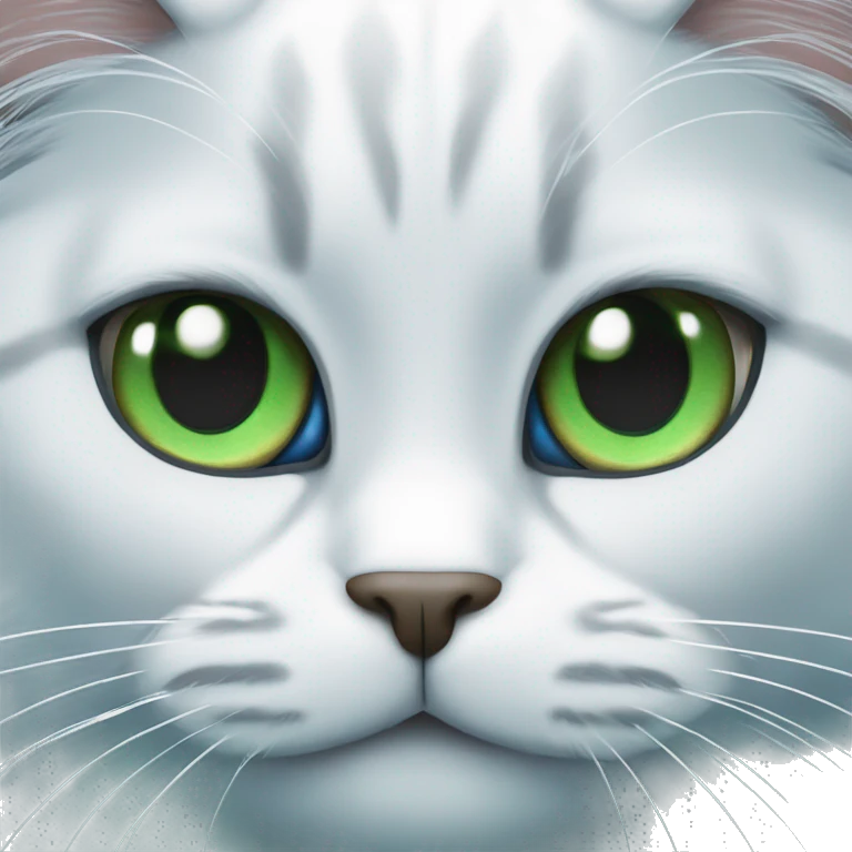 Chat blanc avec yeux vairons bleu et vert emoji