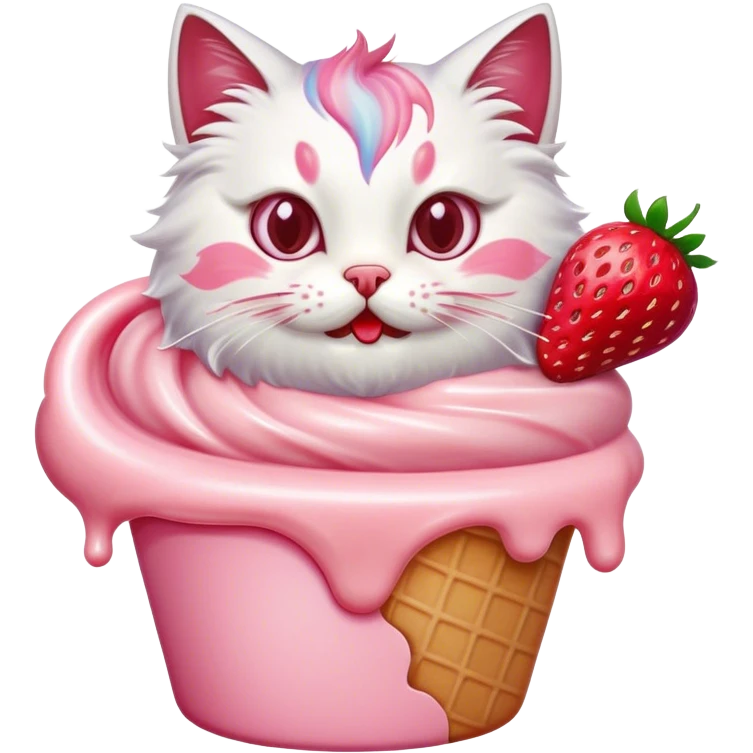 Cat eating frozen yogurt emoji