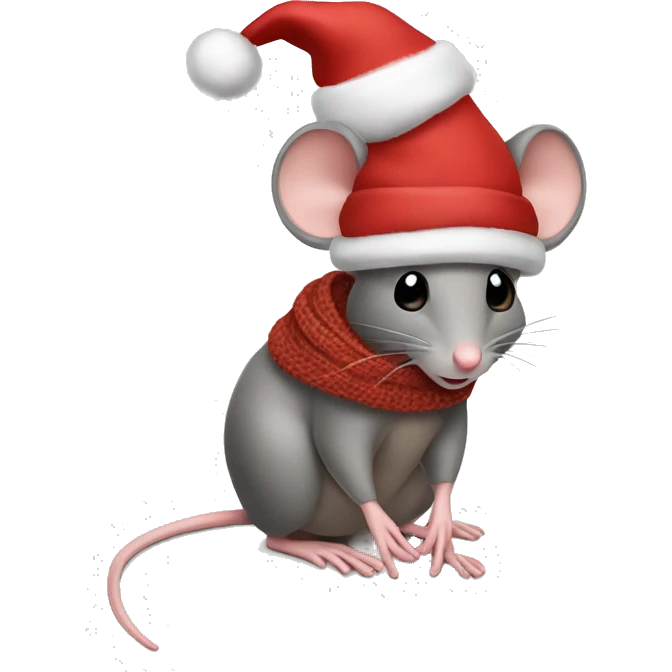 Mouse in christmas hat and scarf emoji