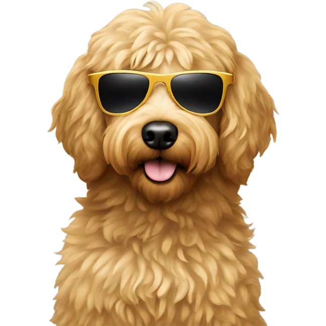 Golden doodle with sunglasses emoji
