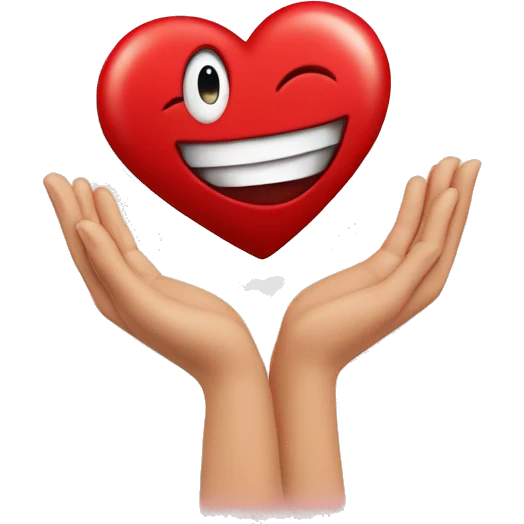 heart shape red with eyes wide open and smiing emoji