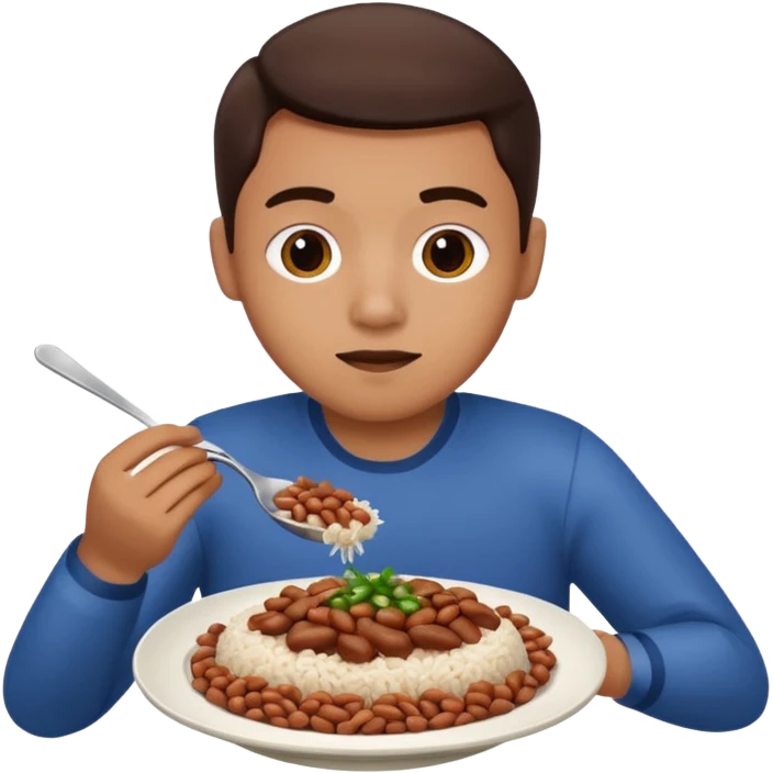 Create a person having lunch. Not a sandwich. Rice, beasn and meat. emoji
