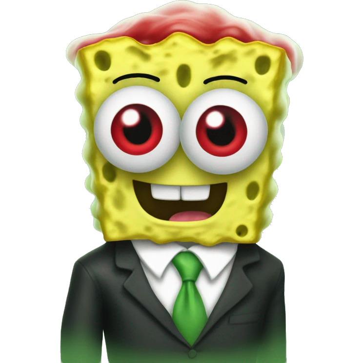SpongeBob with red eyes and green smoke around him  emoji