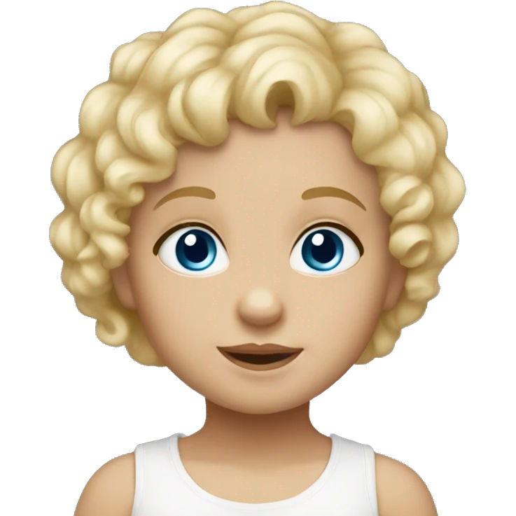 Baby girl with short blonde curly hair and blue eyes white  emoji