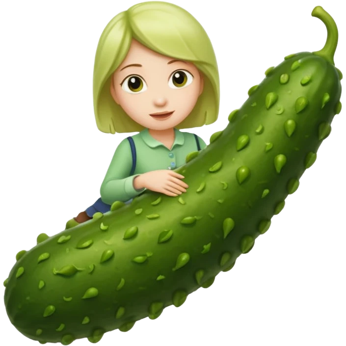 Girl riding a pickle emoji