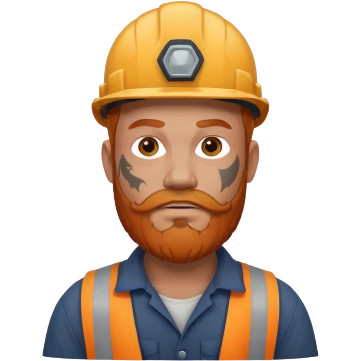 construction worker with beard, ginger haired and heavy face tattoos scary looking emoji