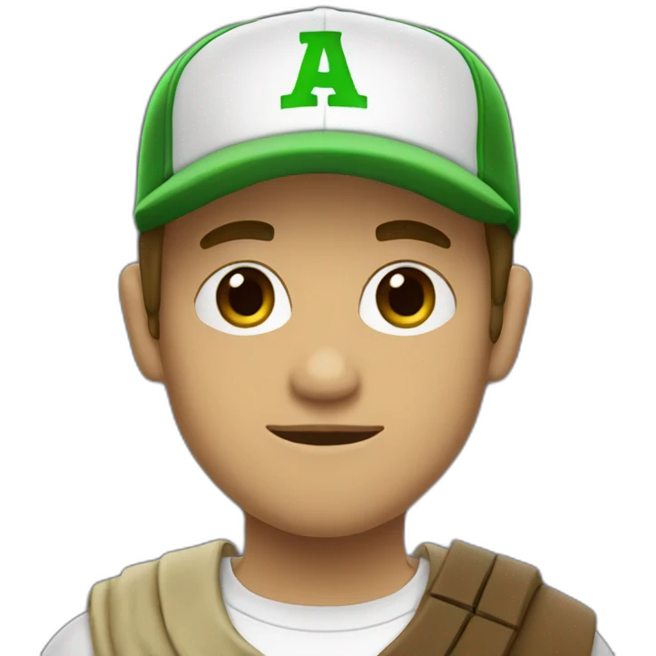 jedi with baseball cap that has a green "W" emoji