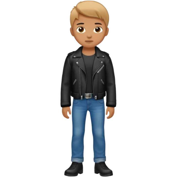 Boy in leather jocket, full body emoji