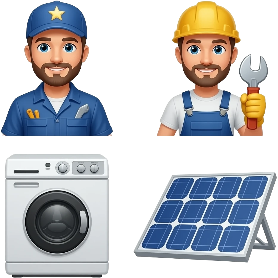 Collage of Handyman, Gas,Solar, Machanic emoji