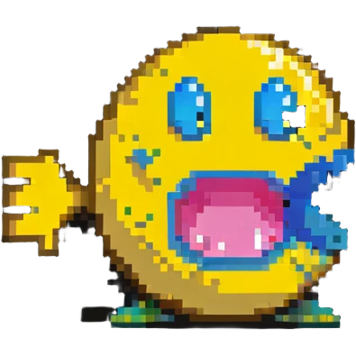 classic yellow Pac-Man character with open mouth in 8-bit style emoji
