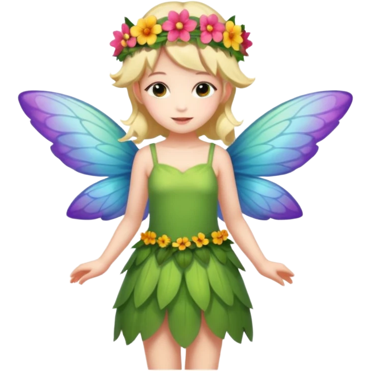 A flower fairy girl with one wing, full body display emoji