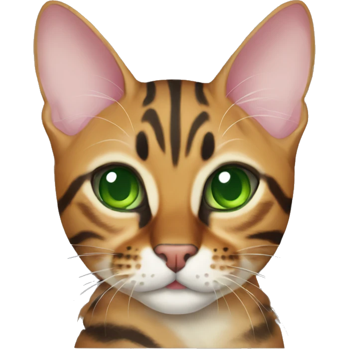Bengal cat with green eyes and red bow emoji