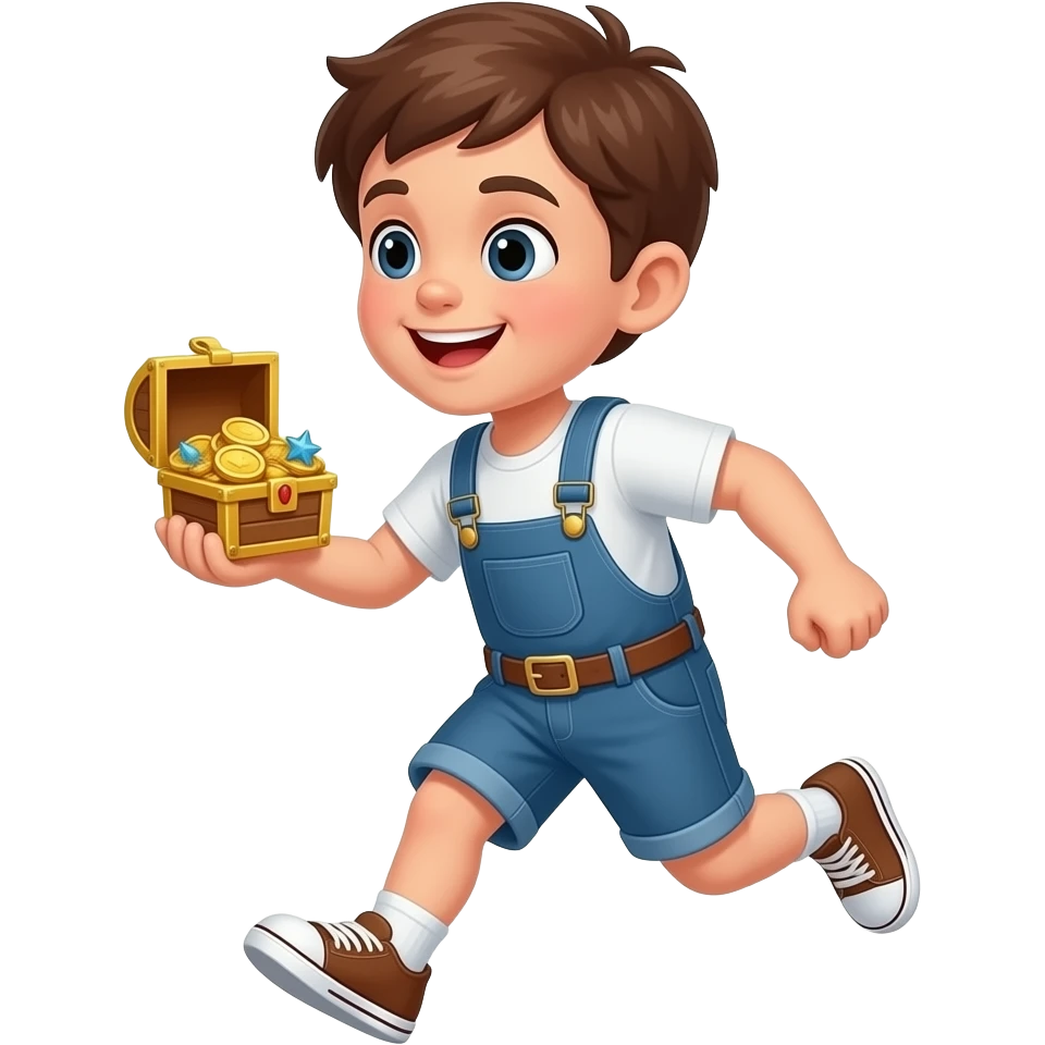 tesoro en la mano de un niño corriendo todo el cuerpo emoji