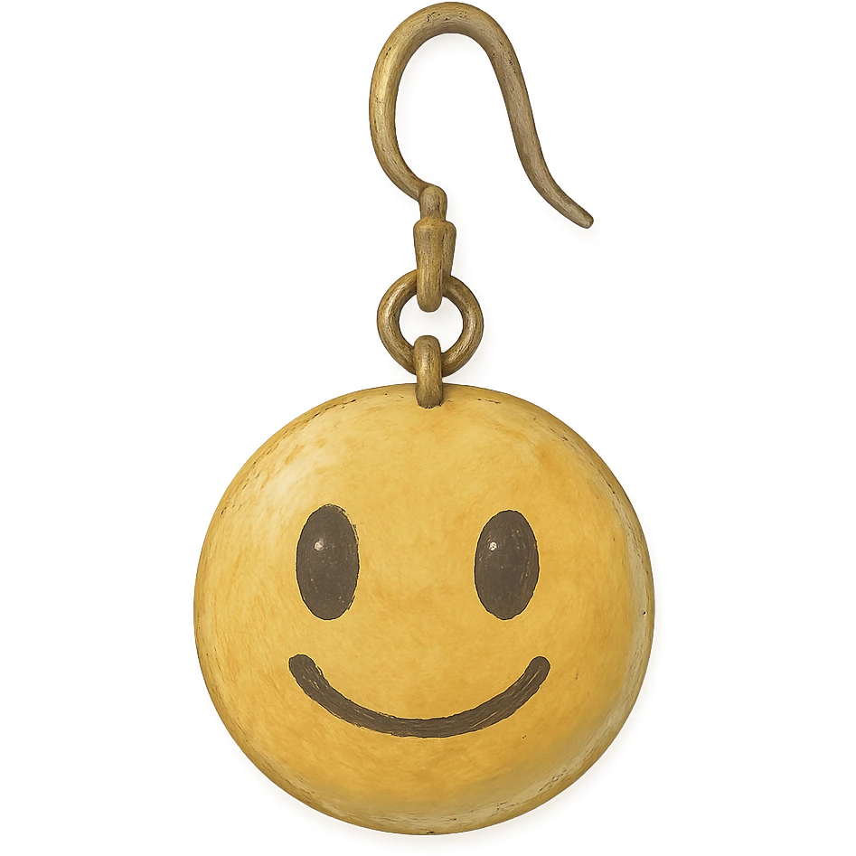 ghibli style earring shaped like an emoji emoji