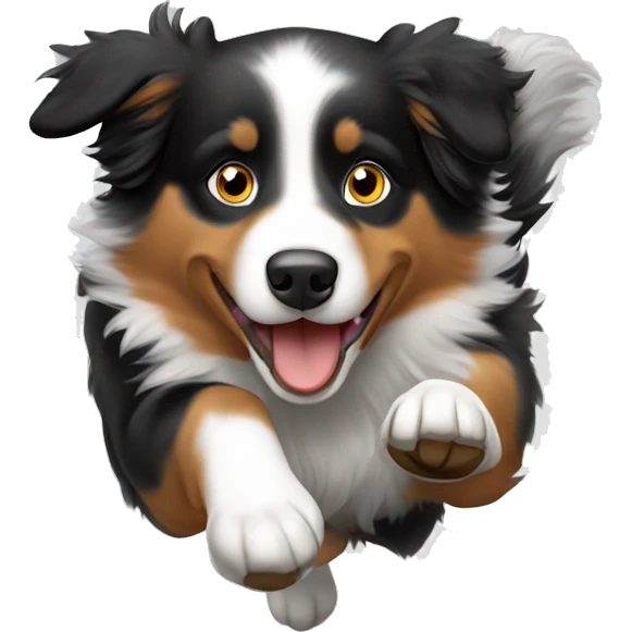 Jumping Australian shepherd over anvil emoji
