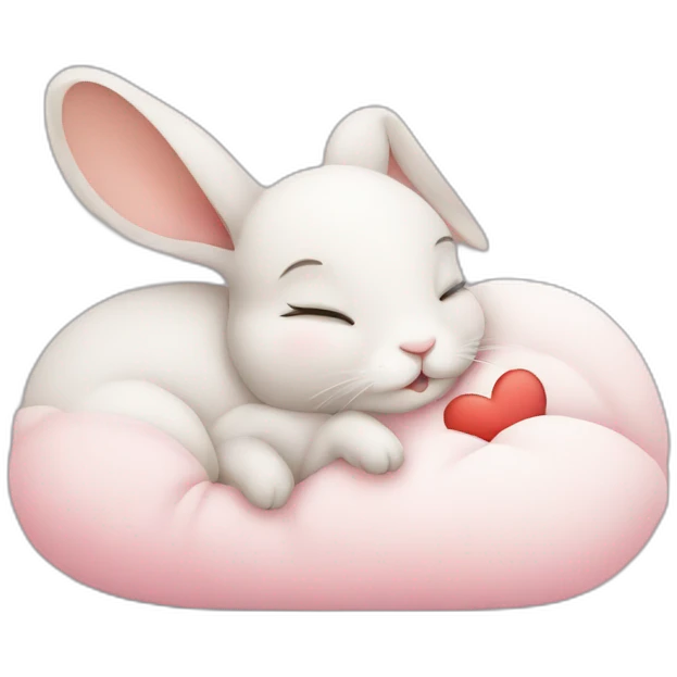 baby rabbit sleeping with heart emoji