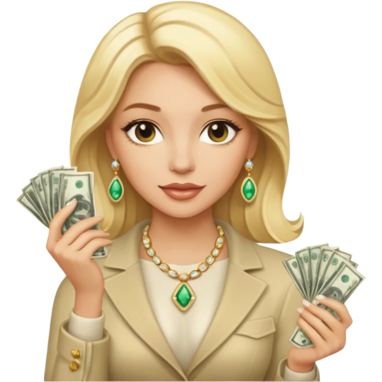 Donna con soldi ricca bionda  emoji