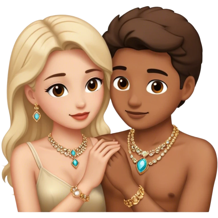 romantic moment with jewelry emoji