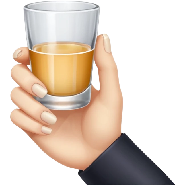 a hand holding a tiny shot glass emoji