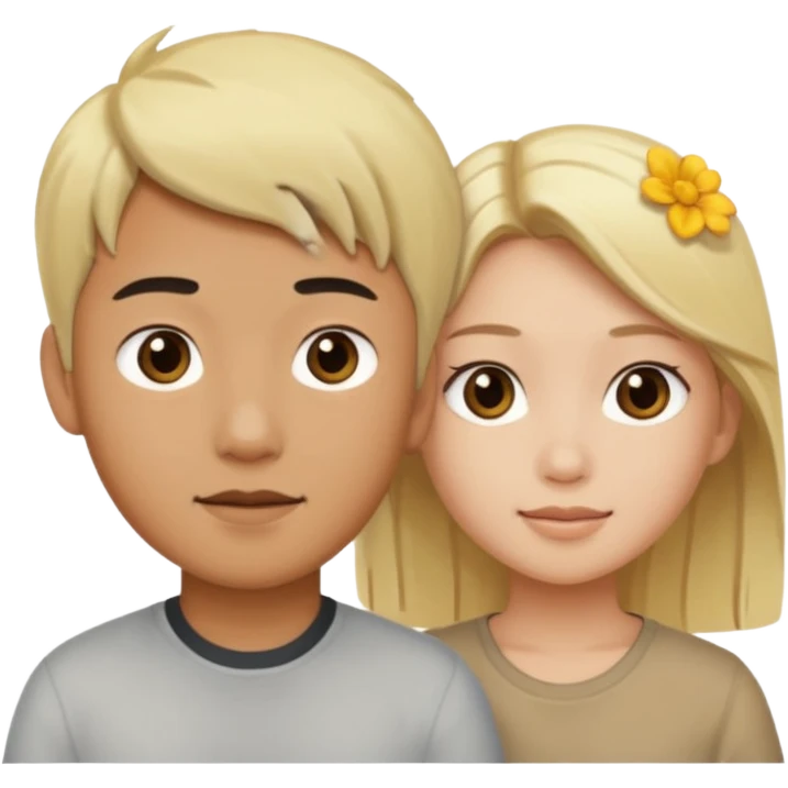 asian boy and blonde girl emoji