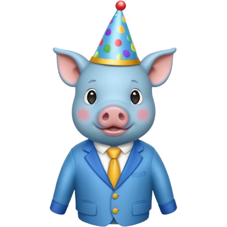 blue pig party hat wearing clothes  emoji