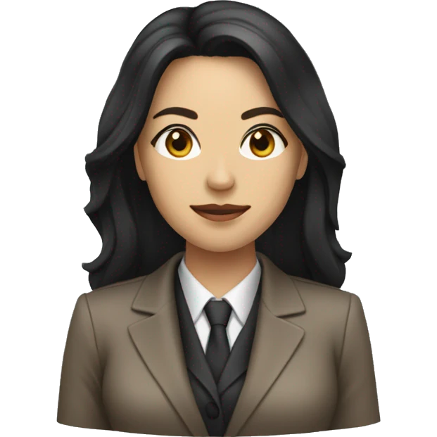 Female defense attorney with long black hair with brown suit emoji