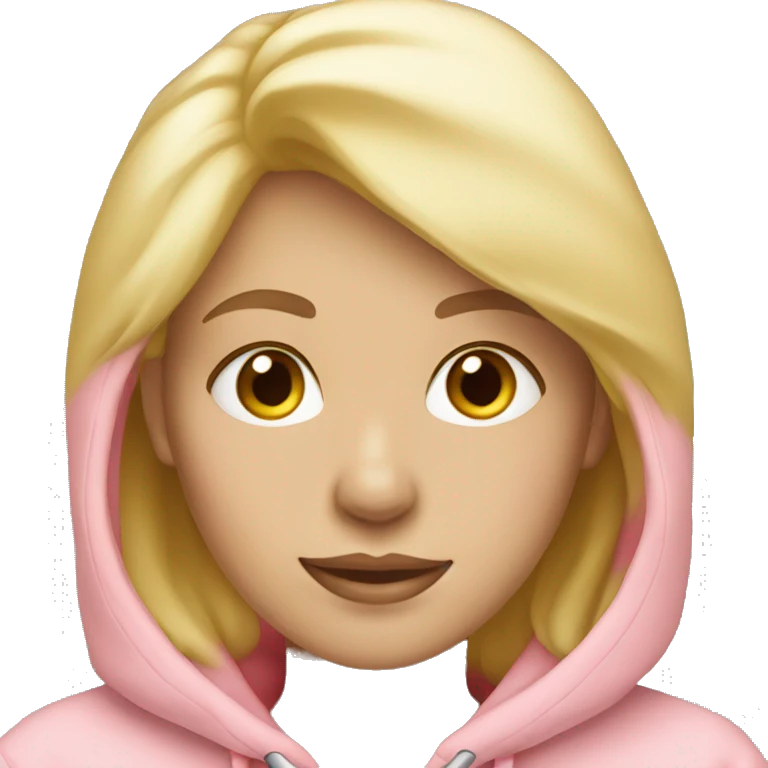 blonde girl with pastel pink hoodie emoji