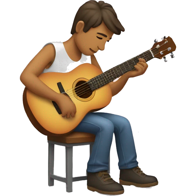 Un muchacho triste con una guitarra en su espalda  emoji