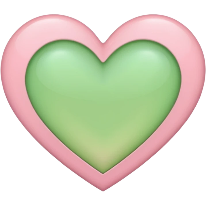 A half light green half light pink heart emoji