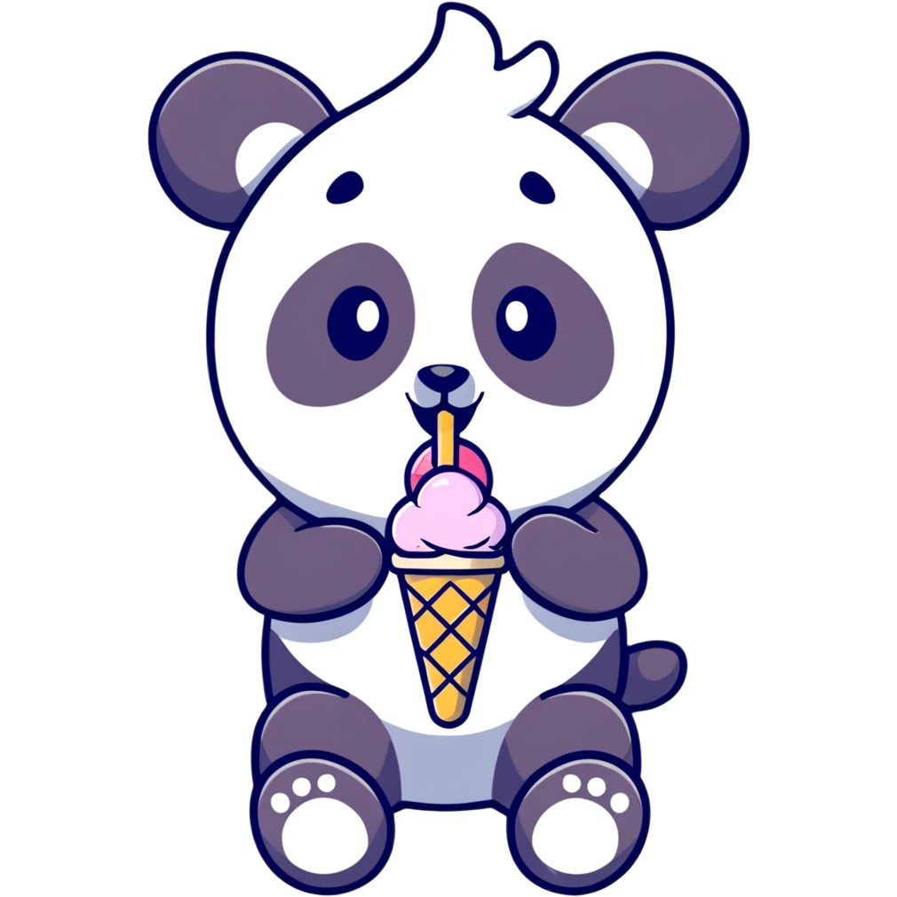 Panda eating ice cream emoji