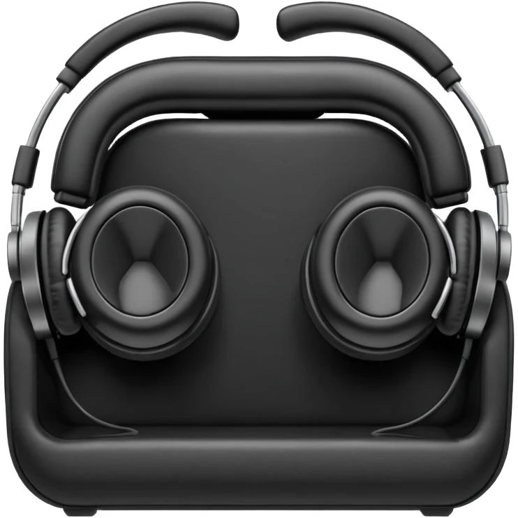 A pair of oversized headphones resting on the booth edge.
 emoji