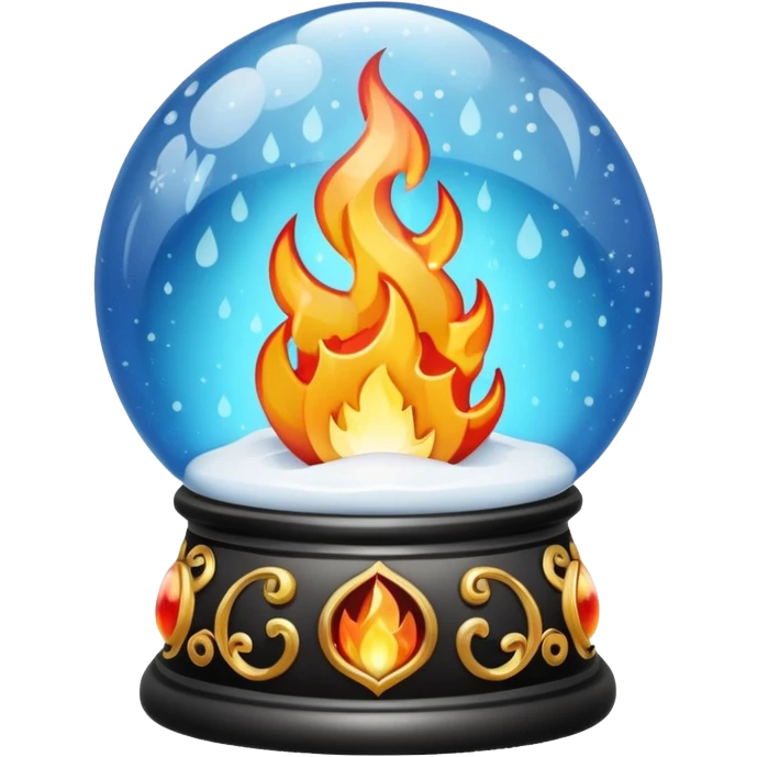 Can you make a snow globe emoji with a flame in it, gothic style emoji