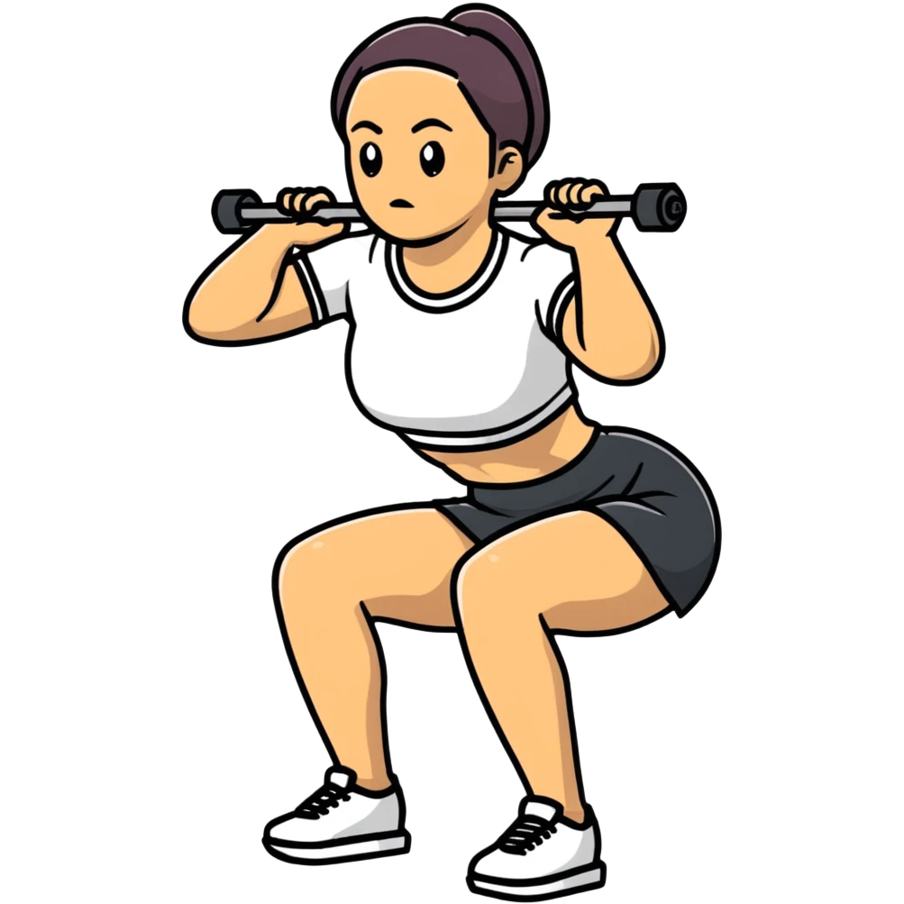 Hyper realistic woman doing squats in short skirt  emoji