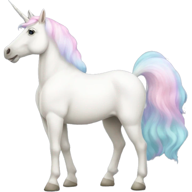 Fullbody four-legged White unicorn with pastel color mane  emoji