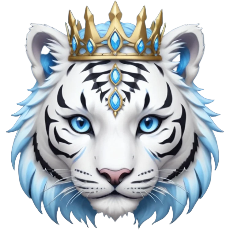 ESO Female white/black tiger khajiit leader of the umbral rose, glowing blue eyes, glowing blue 'third eye' gem, something symbolizing leadership ruling  emoji