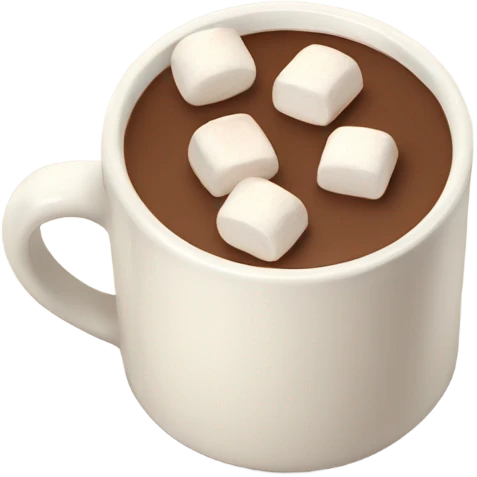 Light beige mug of hot chocolate with marshmallows  emoji