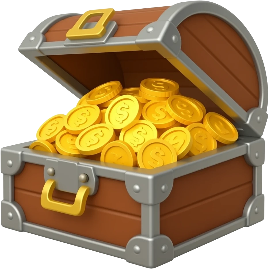 dark brown treasure box filled emoji