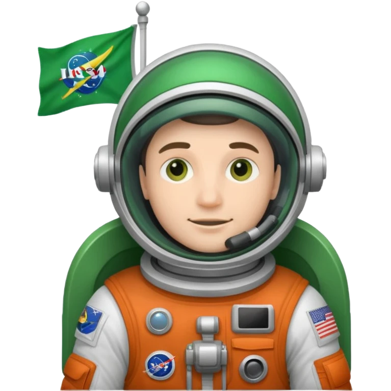 male astronaut with green flag in hand emoji