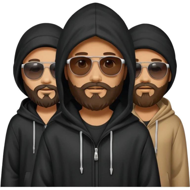 hooded people with beared with sunglasses emoji