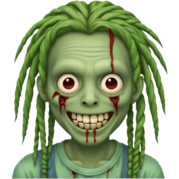 zombie with dreads with braces smiling  emoji